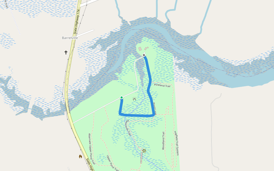 Pond Loop walking route map in Meggett
