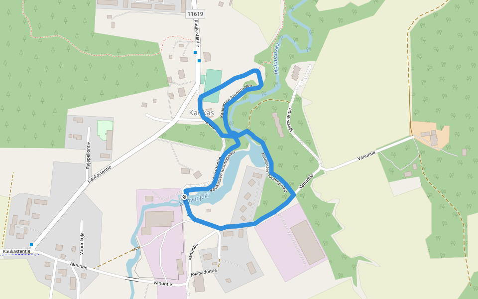 Kaukasten luontopolku walking route map in Hyvinkää