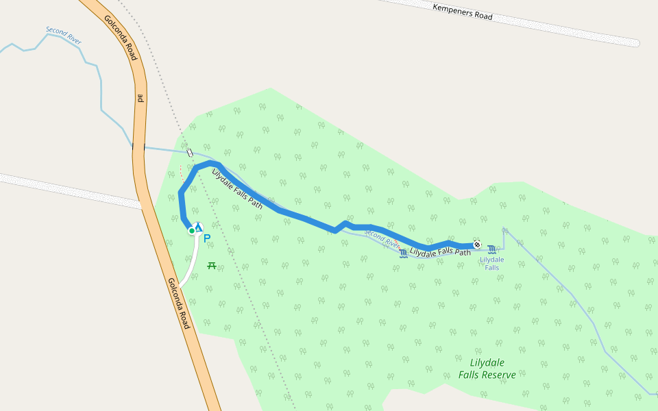 Lilydale Falls Path walking route map in Lilydale