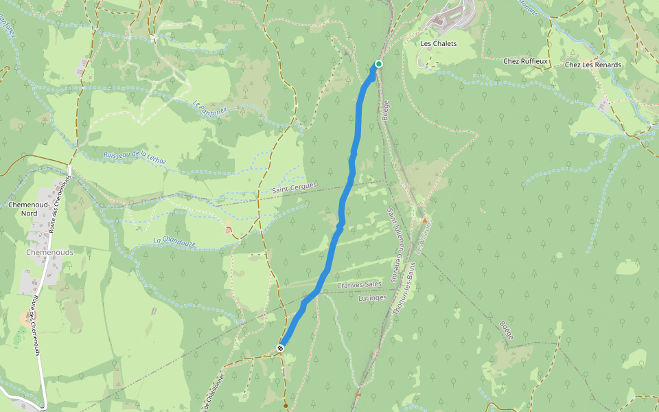 Sentier du Pralère walking route map in Boëge