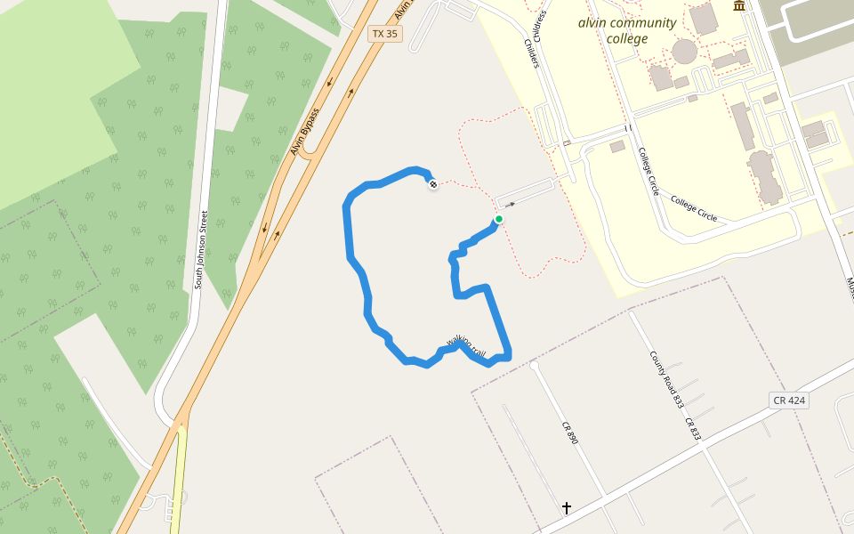 walking trail walking route map in Alvin