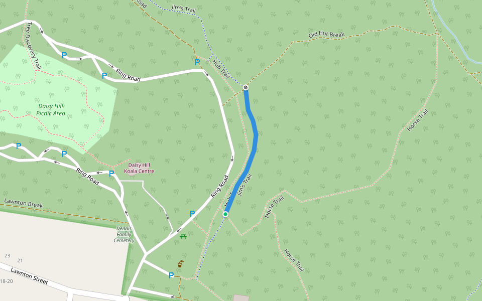 Jim's Trail walking route map in Daisy Hill