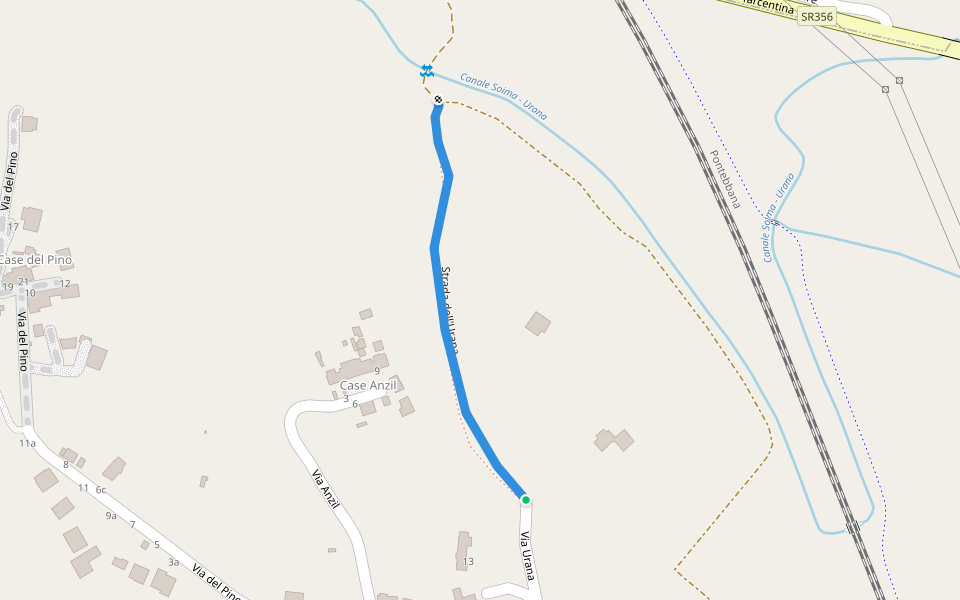 Strada dell'Urana walking route map in Collerumiz