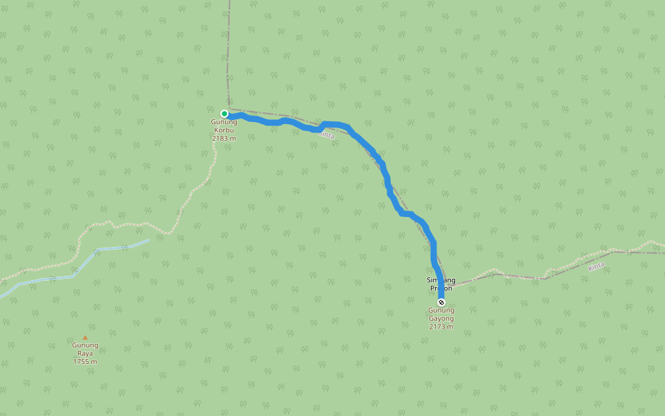 Gayong - Korbu Trail walking route map in Tanjung Rambutan