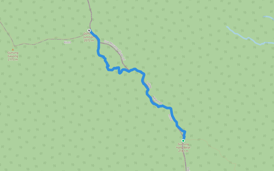 Yong Belar - Junction Trail walking route map in Lojing Highlands