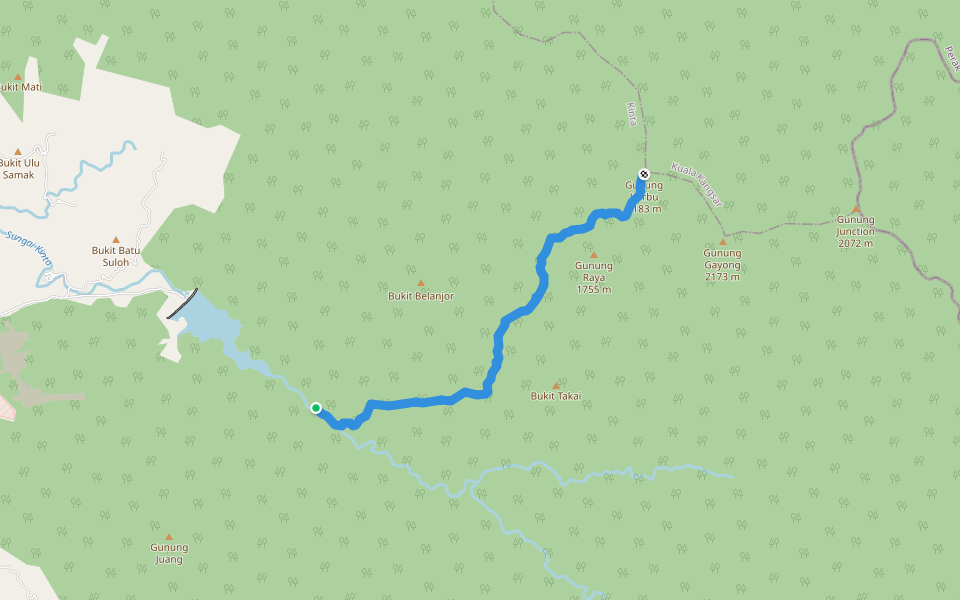 Korbu Trail walking route map in Tanjung Rambutan