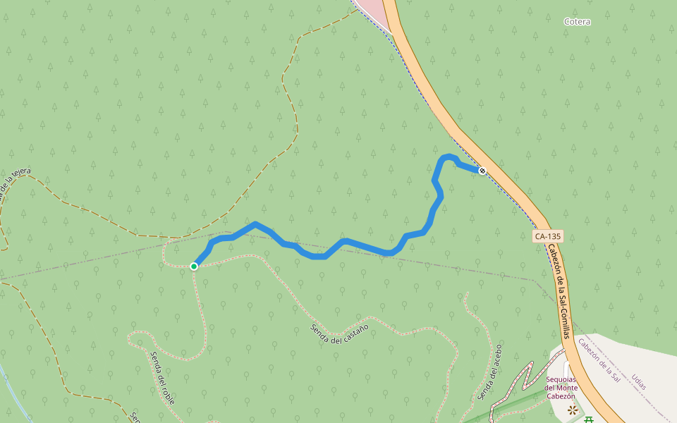 Senda del eucalipto walking route map in Cabezón de la Sal