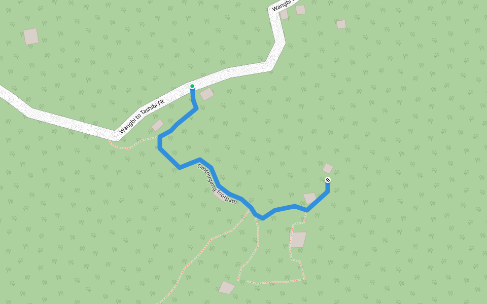 Omchugang footpath walking route map in Bioka