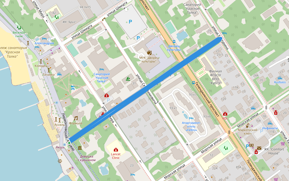 улица Ангулем walking route map in Gelendzhik