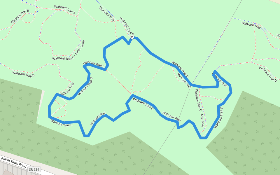 Wahrani Trail C walking route map in Lanexa