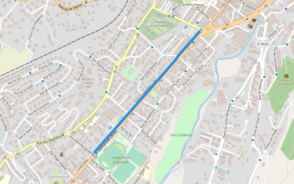 Promenade Albert Laty walking route map in Gap