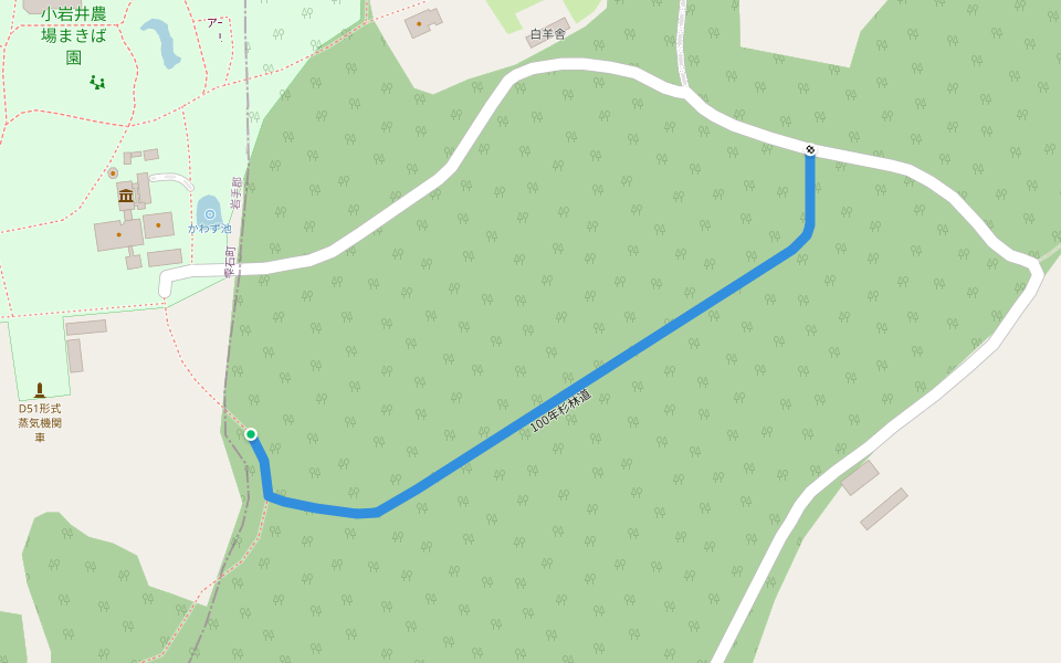 100年杉林道 walking route map in Shizukuishi