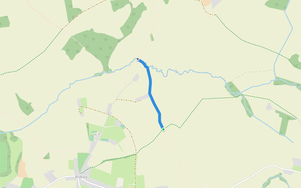 Public footpath walking route map in Risbury