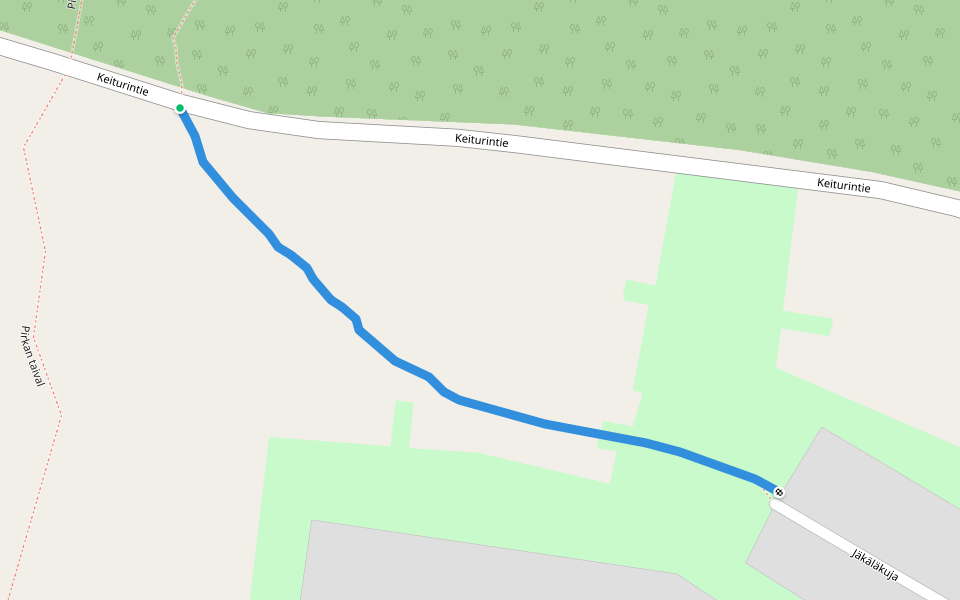 Little path in forest walking route map in Virrat