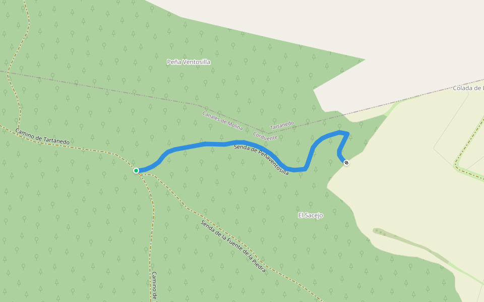 Senda de Peñaventosilla walking route map in Corduente