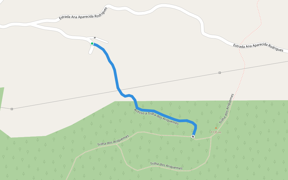 Acesso à Trilha dos Ariquemes walking route map in Caieiras