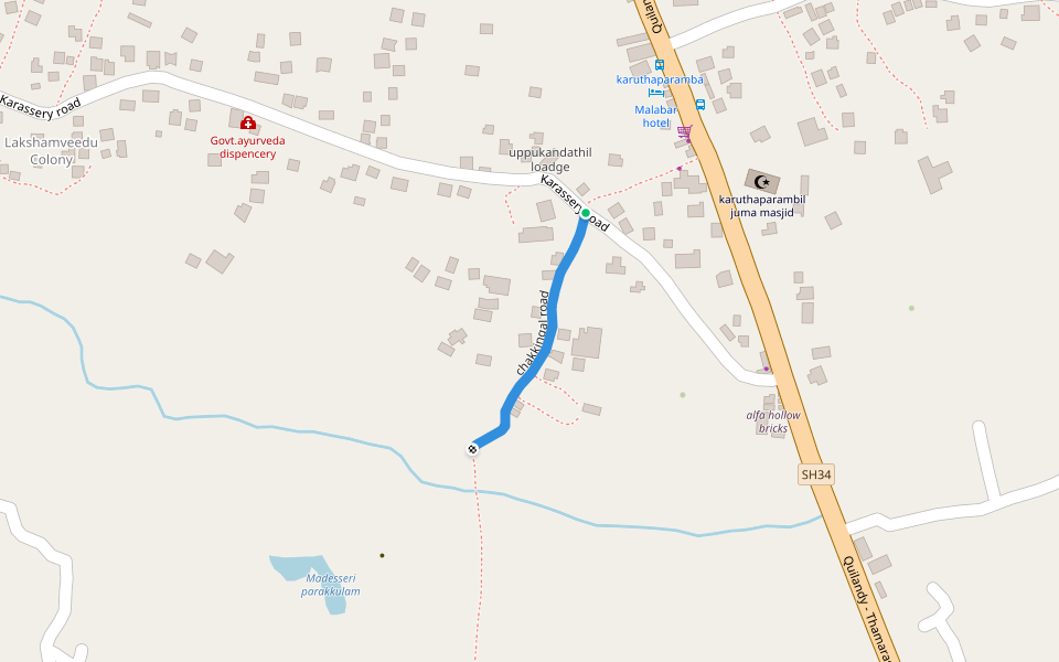 chakkingal road walking route map in Karuthaparamba