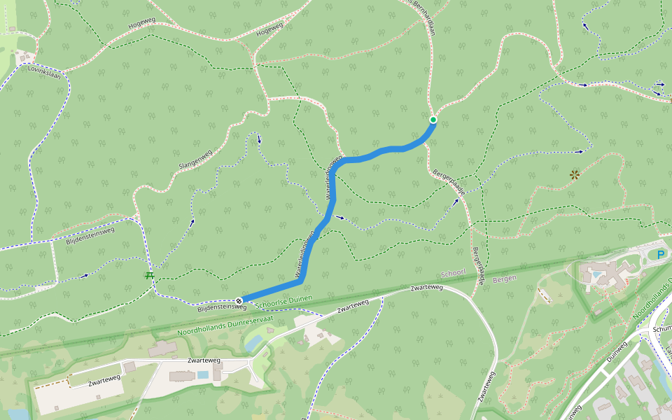 Waterleidingweg walking route map in Schoorl