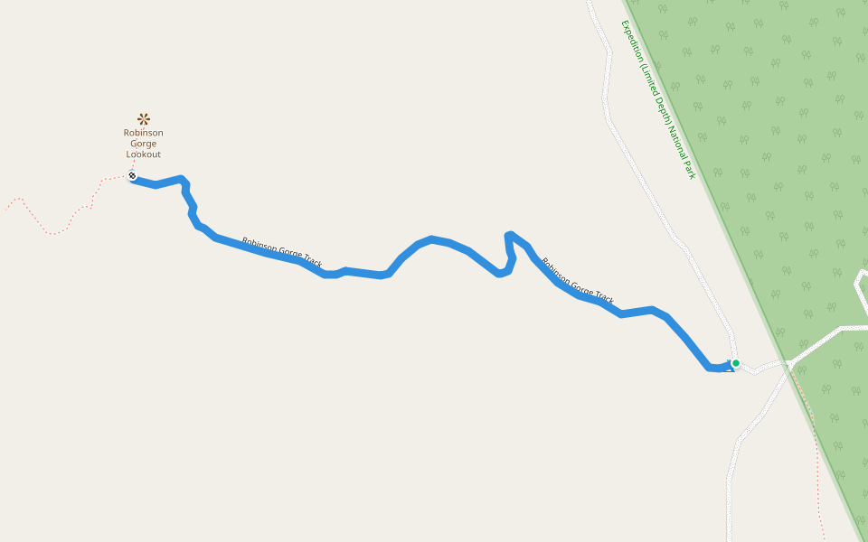 Robinson Gorge Track walking route map in Glenhaughton