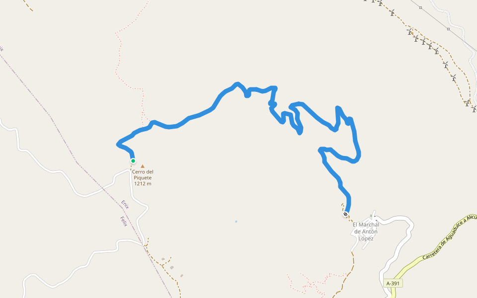 Cuesta del Marchal walking route map in Enix