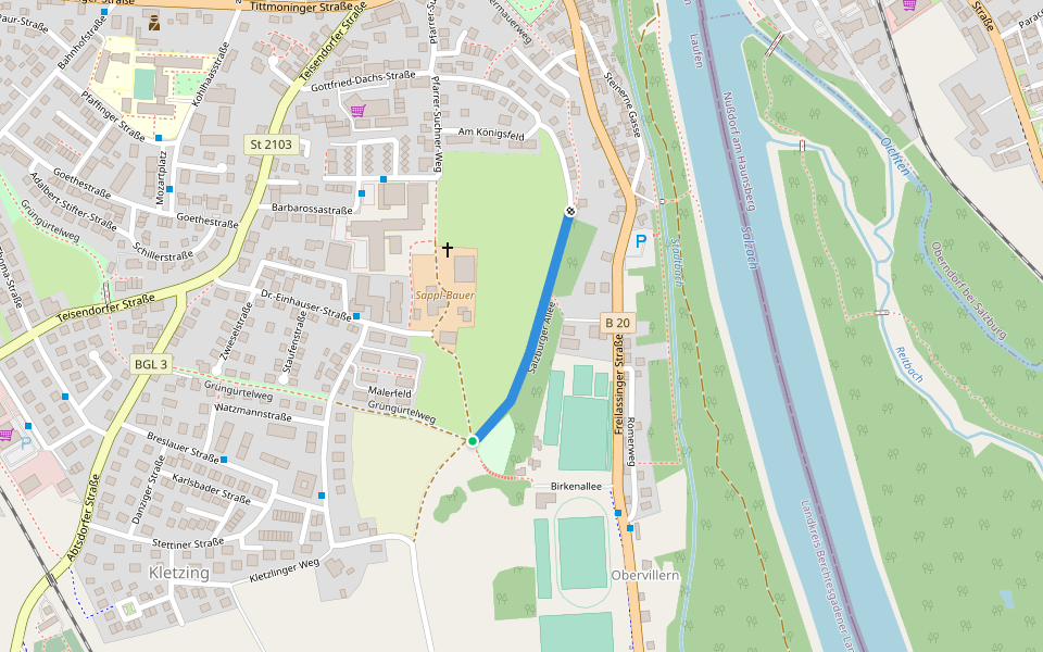 Salzburger Allee walking route map in Laufen