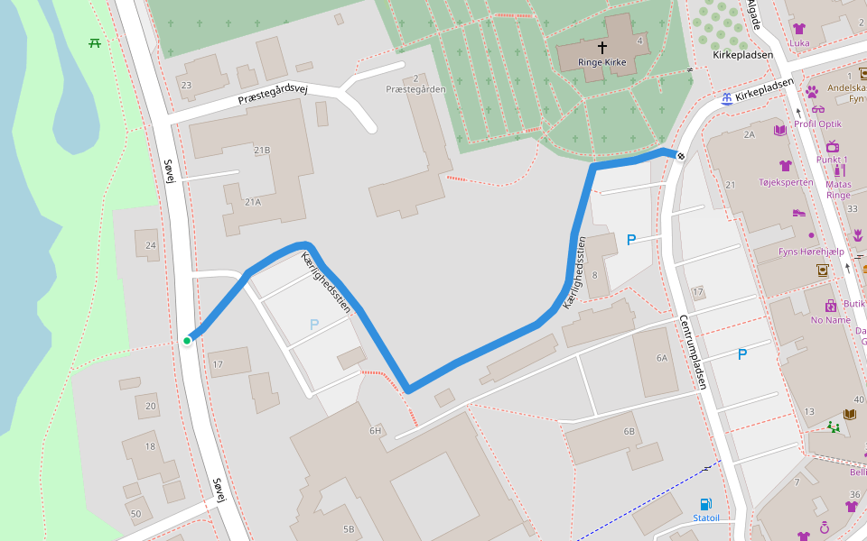 Kærlighedsstien walking route map in Ringe