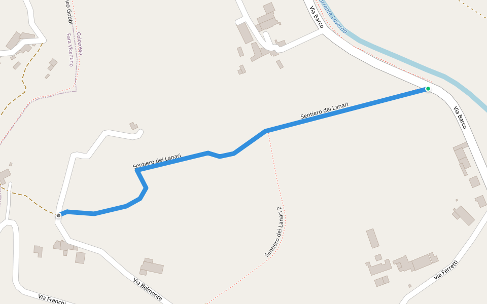 Sentiero dei Lanari walking route map in Lavarda