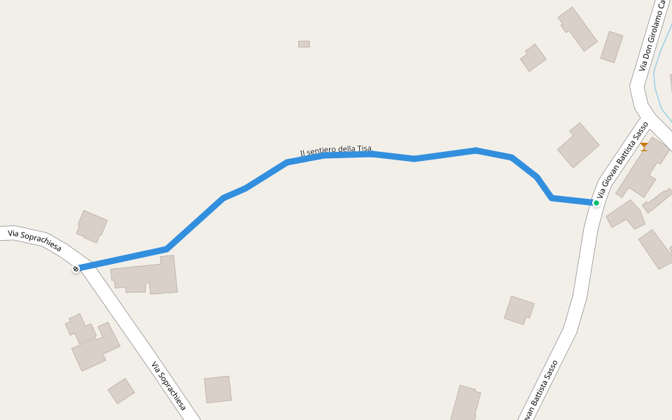 Il sentiero della Tisa walking route map in Valderio