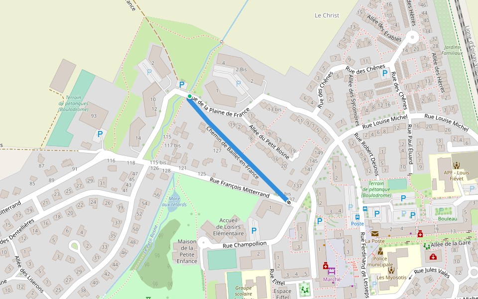 Chemin de Baillet-en-France walking route map in Bouffémont