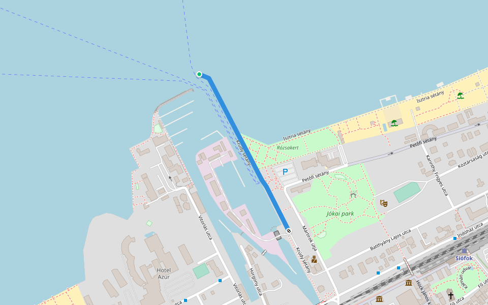 Krúdy sétány walking route map in Siófok