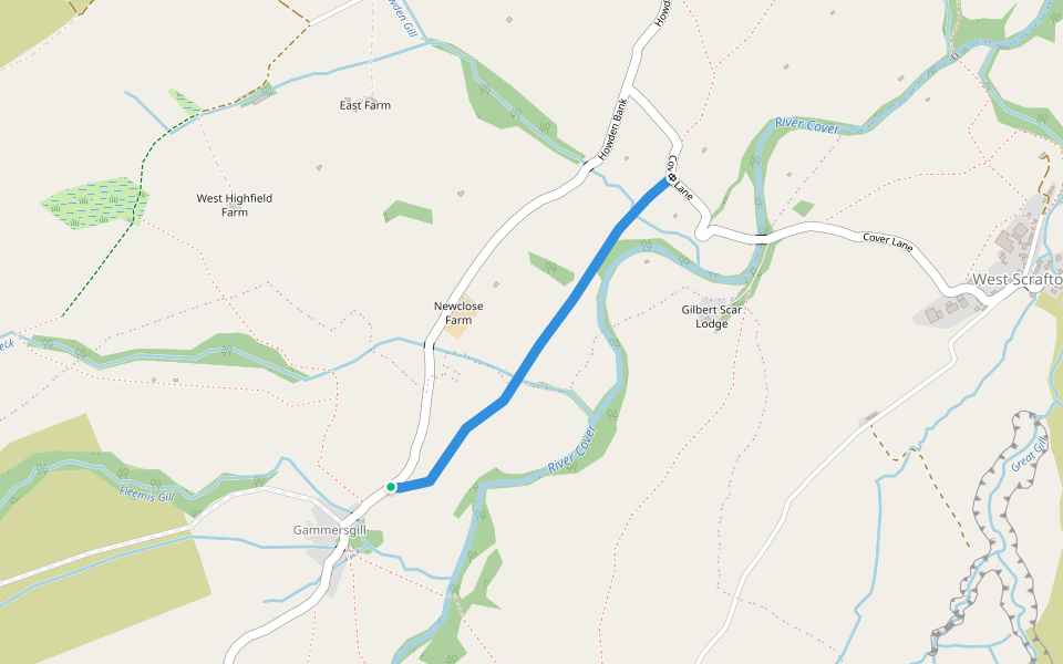 Turnbeck Lane walking route map in Gammersgill