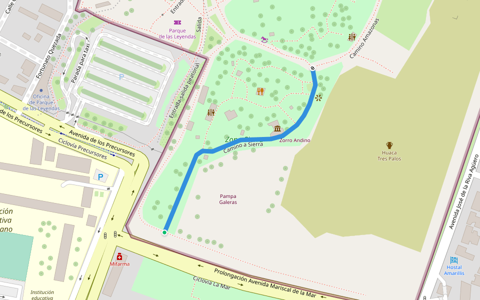 Camino a Sierra walking route map in San Miguel
