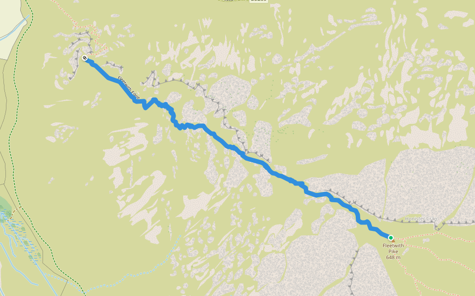 Fleetwith Edge walking route map in Buttermere