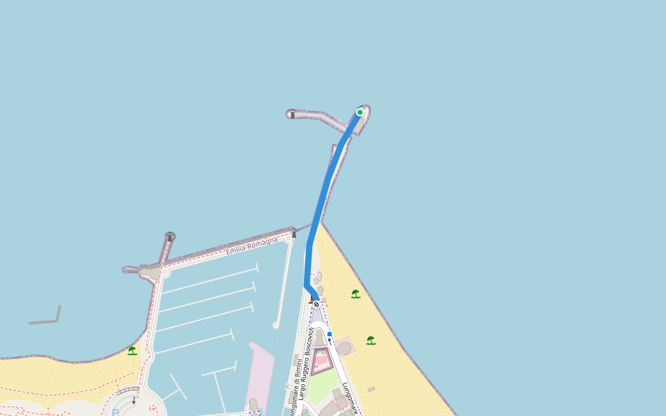 Molo di Levante Capitan Giulietti walking route map in Rimini