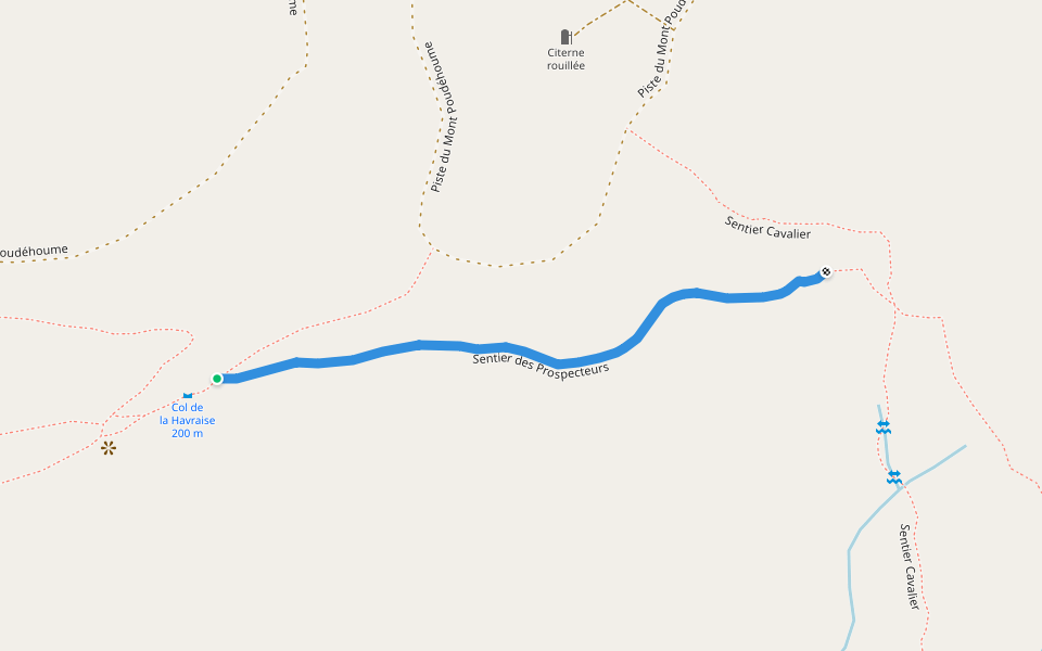 Sentier des Prospecteurs walking route map in Dumbea