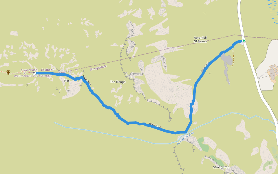 Rake Trod walking route map in Mosedale