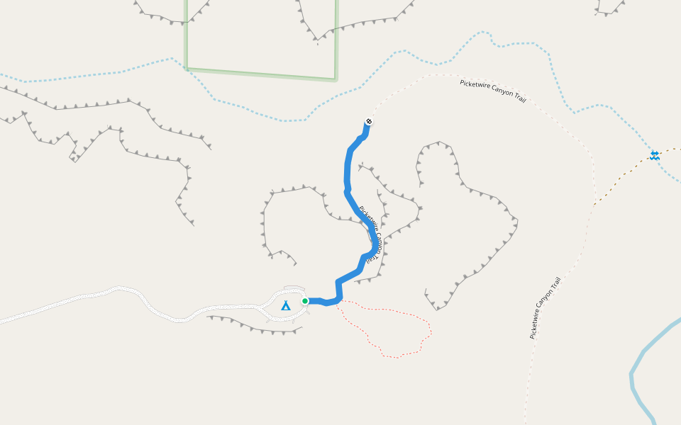 Picketwire Canyon Trail walking route map in Timpas