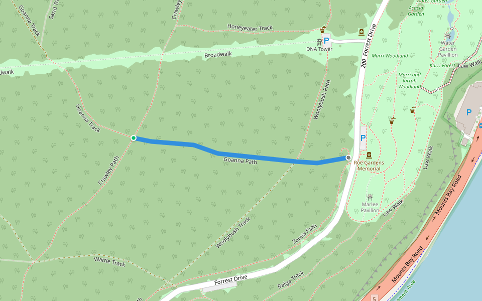 Goanna Path walking route map in Kings Park