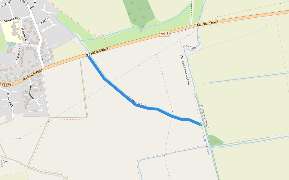Hyde Farm Path walking route map in Marcham