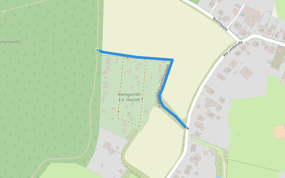 Trampelpfad zum Pfingstwald walking route map in Hasloh