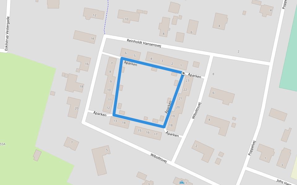 Åparken walking route map in Eskilstrup