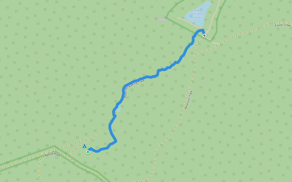 Reservoir walking Track walking route map in Warrak
