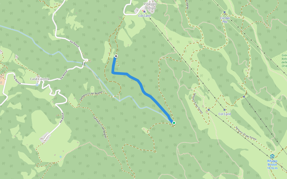 Sentiero 8 Costa del Sol walking route map in Nevegal