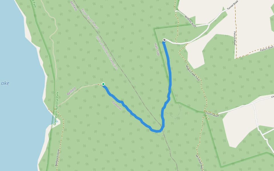 Tunnel Track walking route map in Pomonal