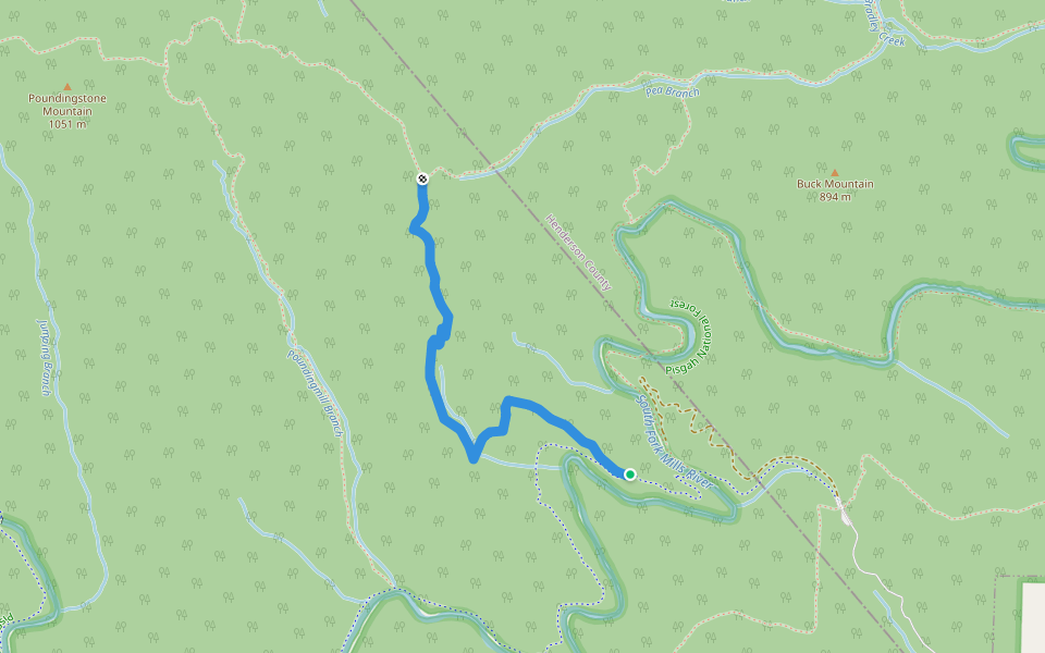 Mullinax Trail walking route map in Mills River