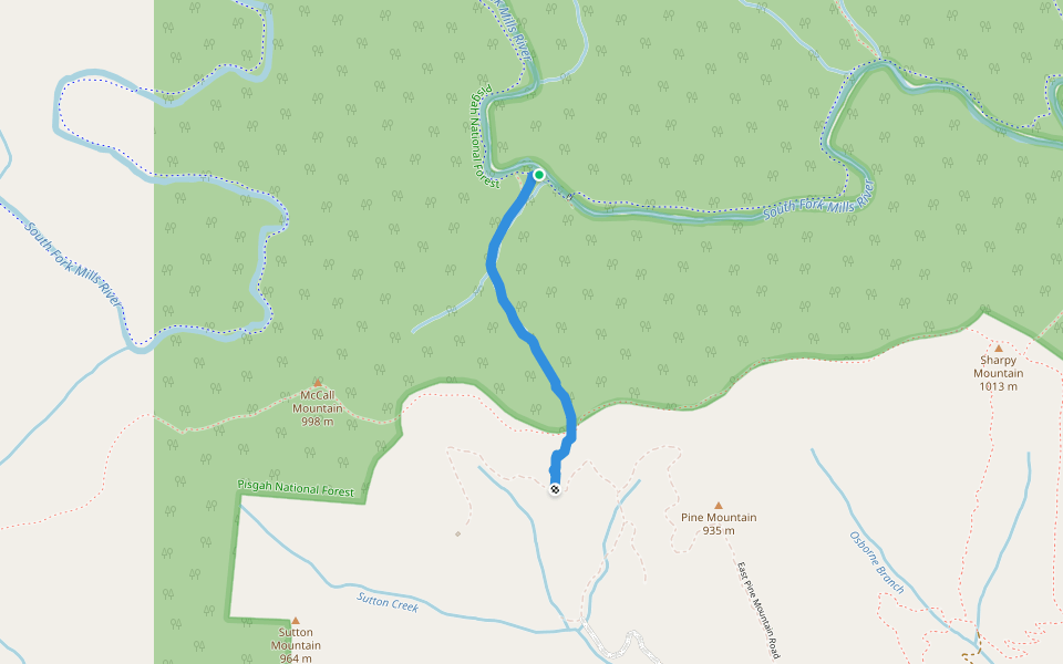 Wagon Road Gap walking route map in Pisgah Forest
