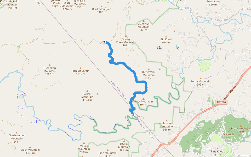 Bradley Creek Trail walking route map in Horse Shoe