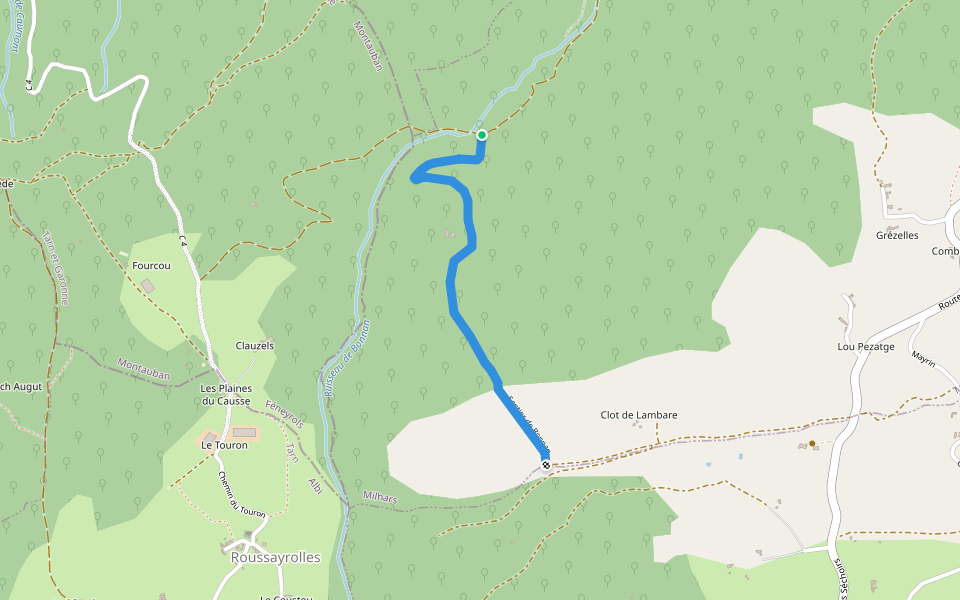 Sentier de Bonnan walking route map in Feneyrols