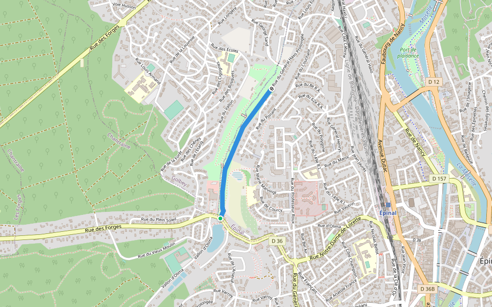 Chemin de l'Ancienne Voie de 60 walking route map in Golbey