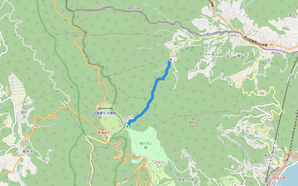 十国峠伊豆山線 walking route map in Atami